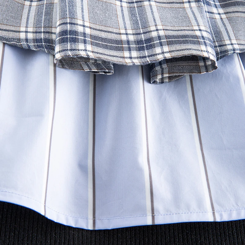 TWOTWINSTYLE Skirt For Women Patchwork High Waist plaid Skirts Female Fashion
