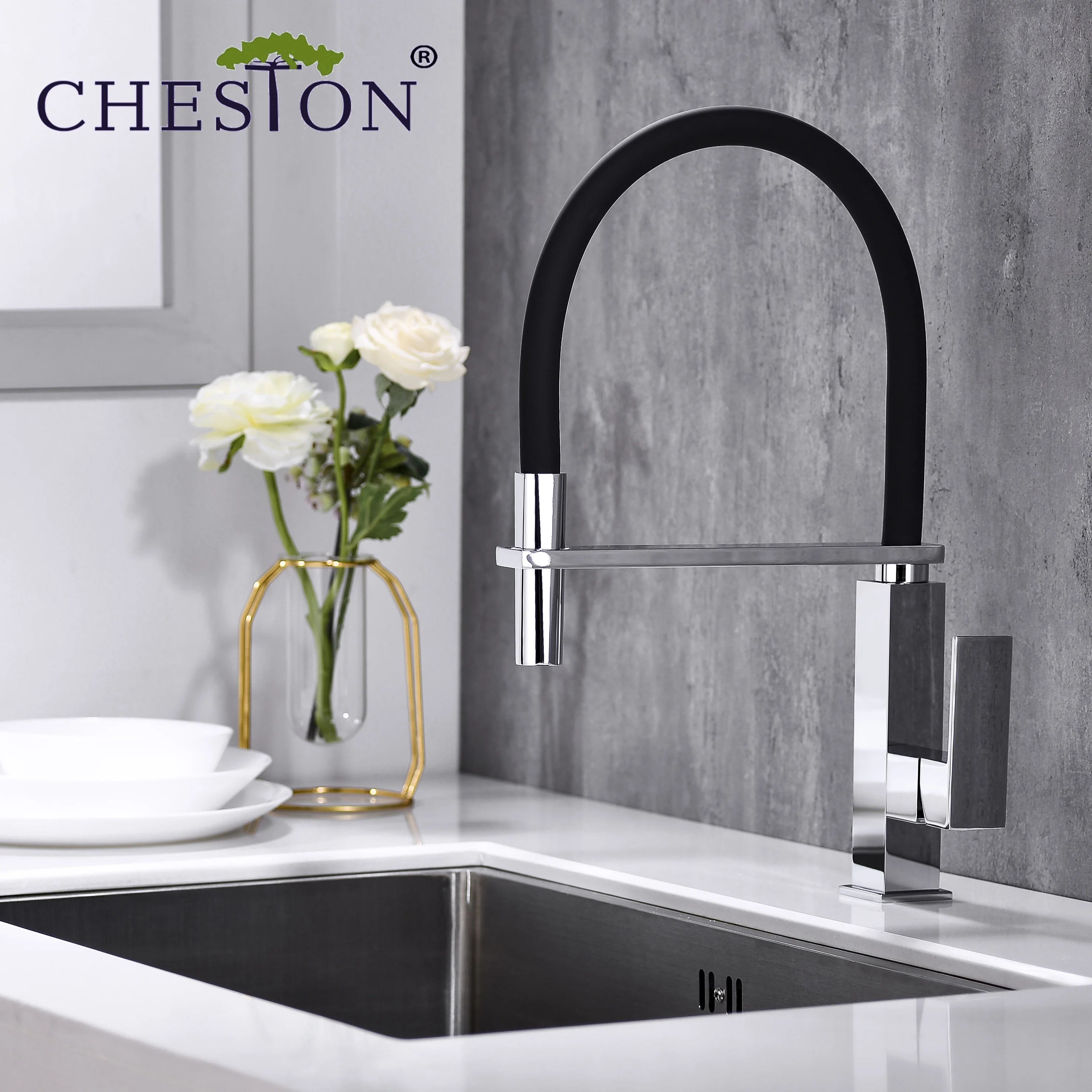 New design single lever 25mm cartridge copper high sink mixer faucet Cold and Hot Water kitchen  Single Handle Tap PVC HOSE