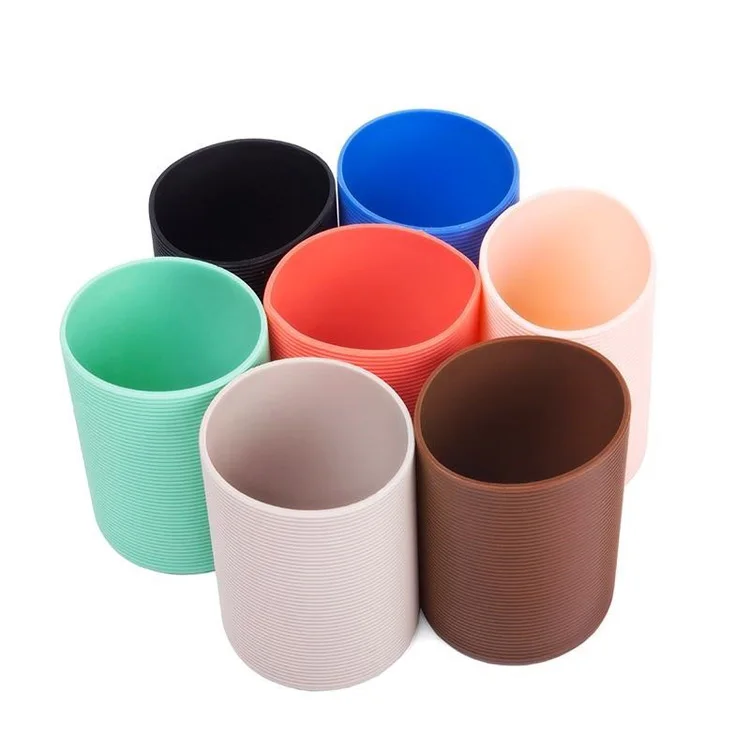 colorful food grade non toxic durable reusable silicone rubber coffee cup sleeve glass water bottle silicone sleeve