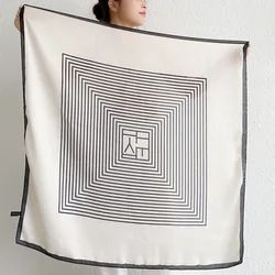 Factory direct sales latest imitated silk diagonal stripe 90*90cm lady silk scarf