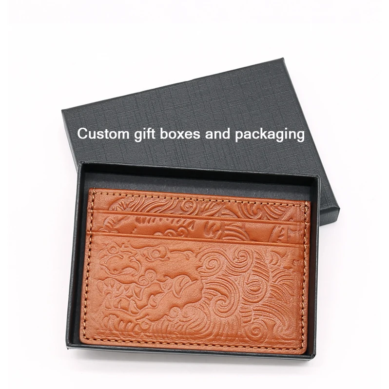 Custom Premium Products Dropship Wholesale Italian Vegetable Tanned Leather RFID Blocking genuine leather  Card Holder Sleeve