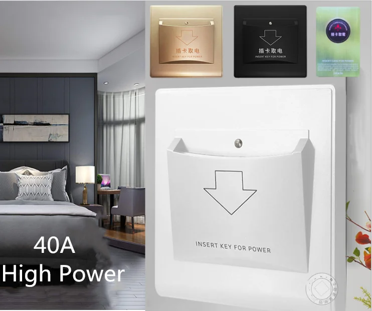 Energy Saving Power Switch 40A Any card Switch,220V plastic White hotel power any card switch