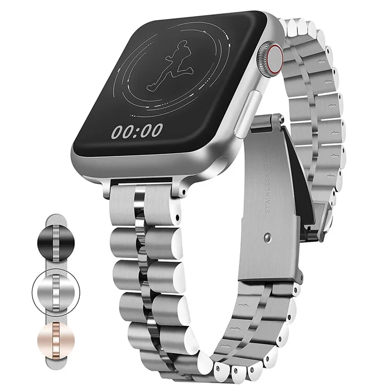 Ремешок из нержавеющей стали для apple Watch Band 6 маленький полукруглый браслет Apple поколения Iwatchse с тремя
