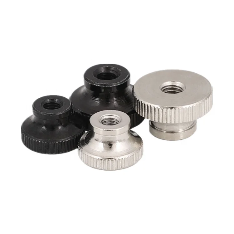 M3 M4 M5 Nickel Plated Knurled Thumb Nut with Collar Carbon Steel Hand Tighten Round Nut for 3D Printers