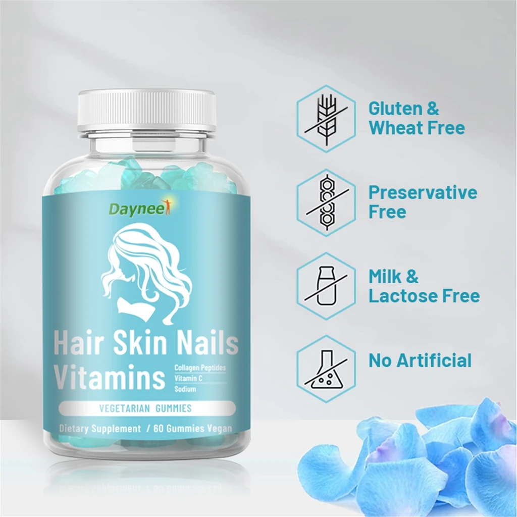 Private label Hair Skin Nail Gummies top quality HACCP ISO Food Safety halal gummies branded gummy fast food