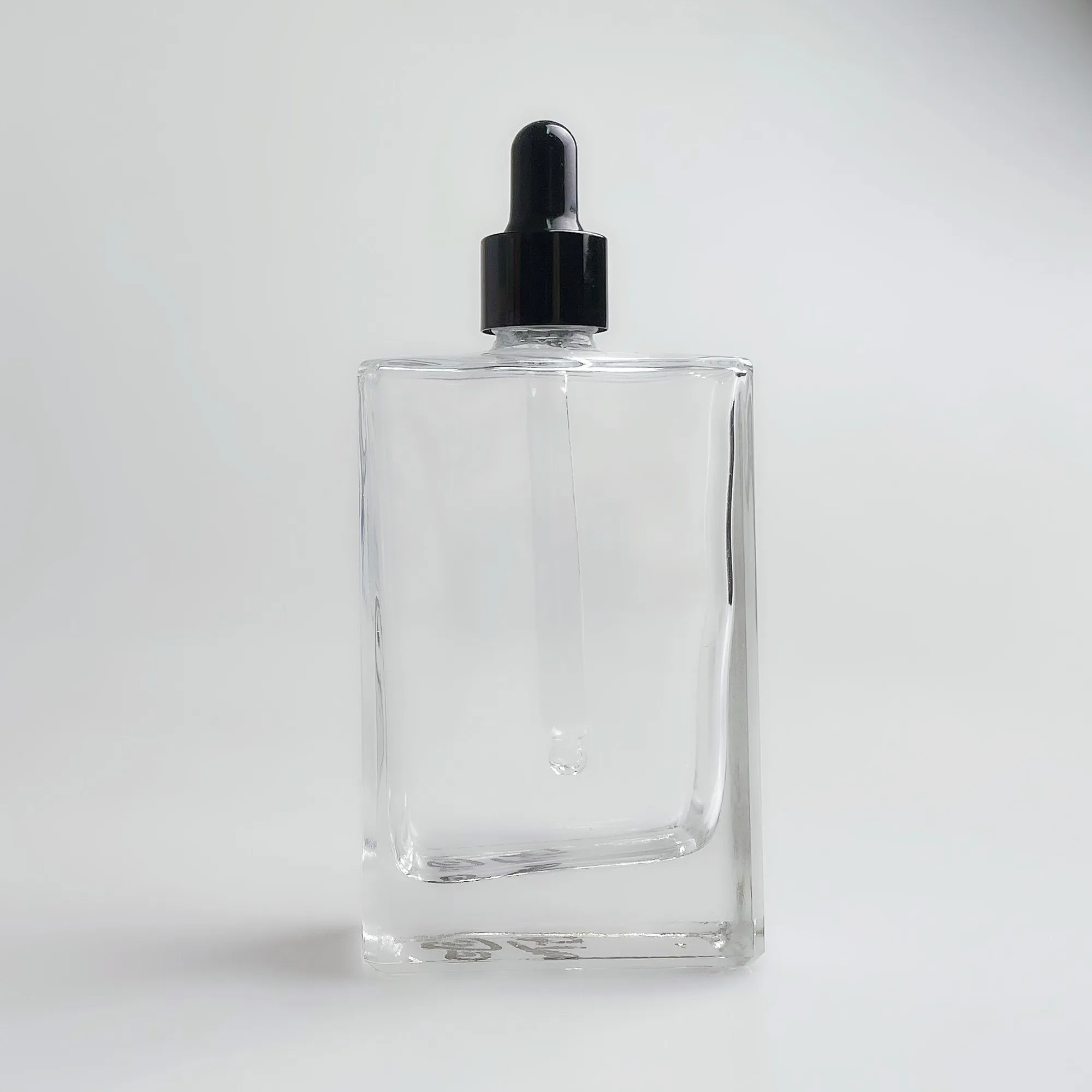 square shoulder dropper bottle new design perfumes square glass dropper bottle clear glass with dropper