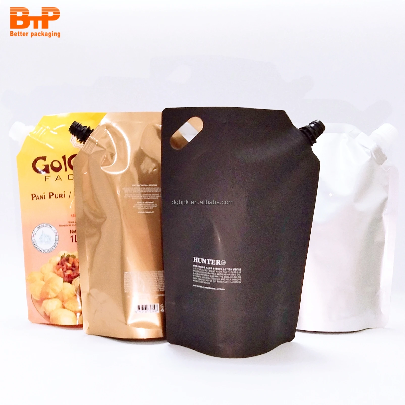 Custom 100ml 250ml 500ml 1L Special Shape Plastic Packaging Bags for Liquid Beverage Drink Stand up Spout Pouches