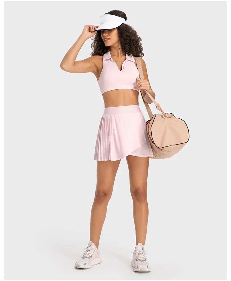 New breathable custom women 2 in 1 high waist pleated tennis skirts with inner pocket workout activewear golf skorts skirts