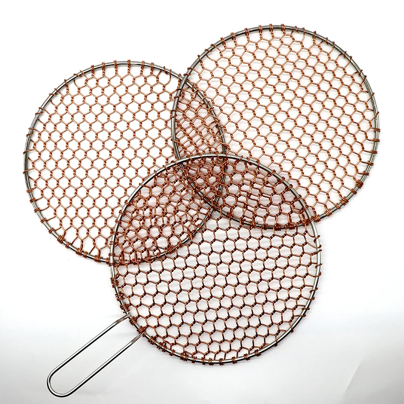 Factory round anti rust and anti-corrosion artificial woven copper barbecue net with diameters of 295 and 330