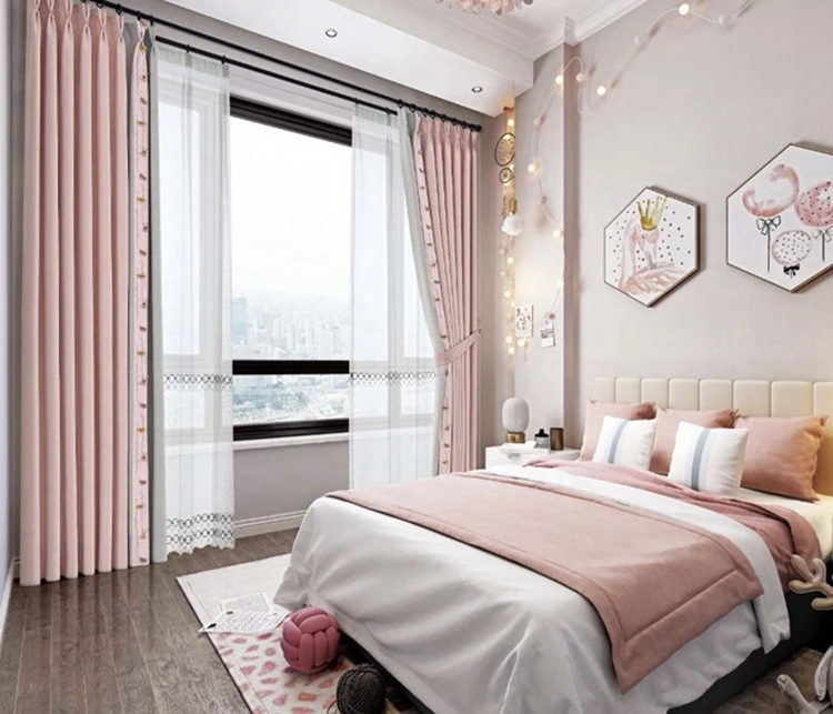 Height Pure Color Window Blackout Curtain, Cotton Linen Thickened Shading Living Room Bedroom Luxury Curtains/