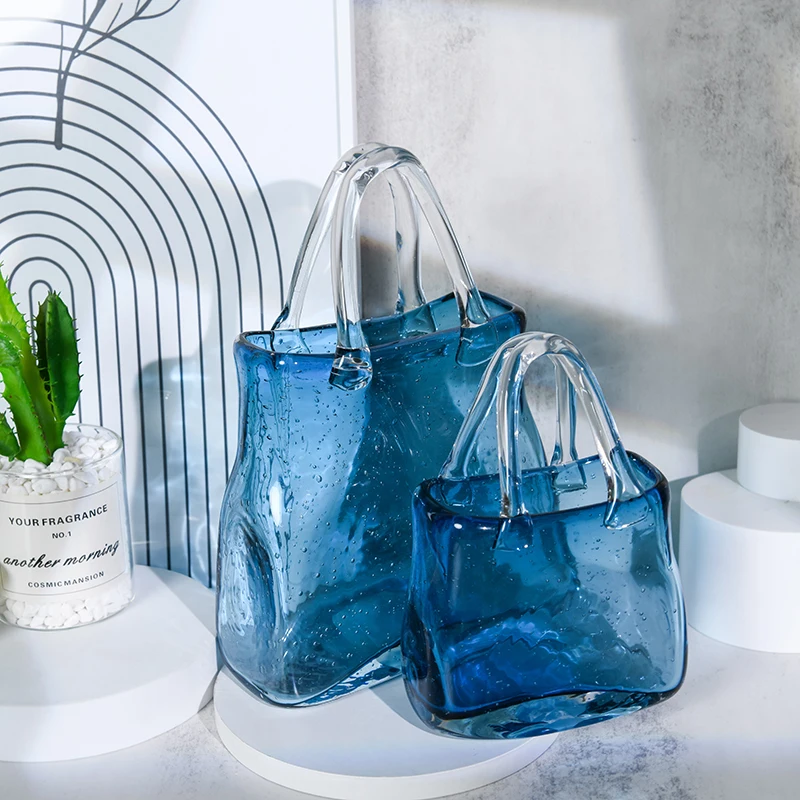 Aspire Creative Bag Shape Flower Vase Glass for Home Decor Table Ornament