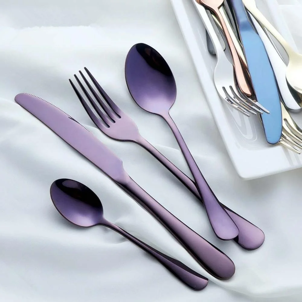 
Bulk Gold Plated Stainless Steel Cutlery Set wedding Fork Spoon Knife Black copper Rose gold Cutlery for wedding flatware set 