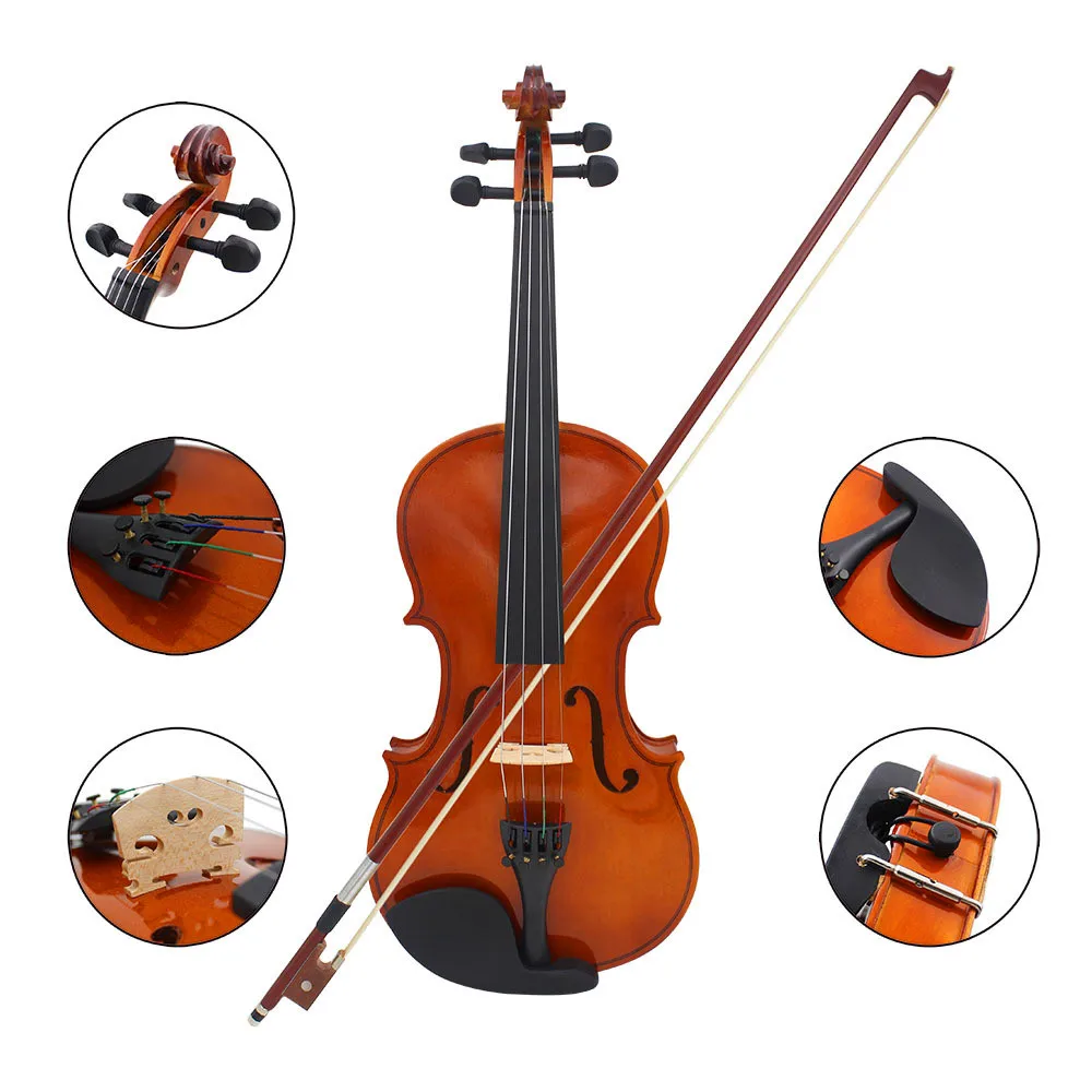 
Wholesales cheapest solid wood V-5701 Adult children Beginner kapok A foam box Violin 