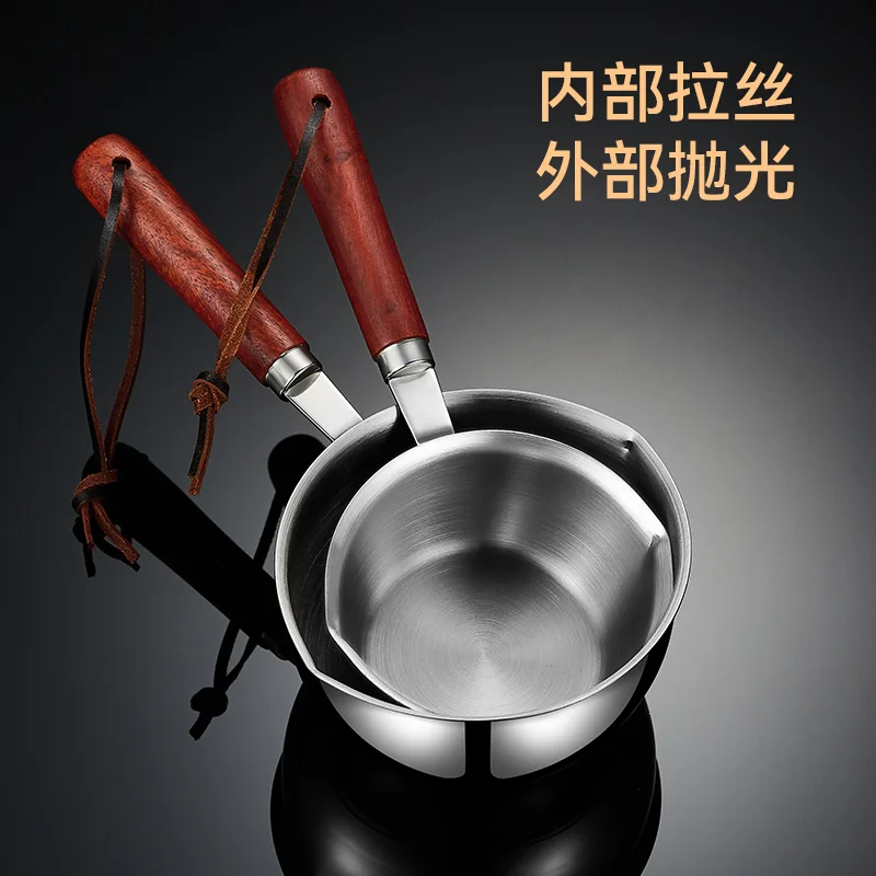 Stainless Steel Pot Beautiful Wooden Handle Designed Versatile Cooking Techniques Suitable Various Recipes