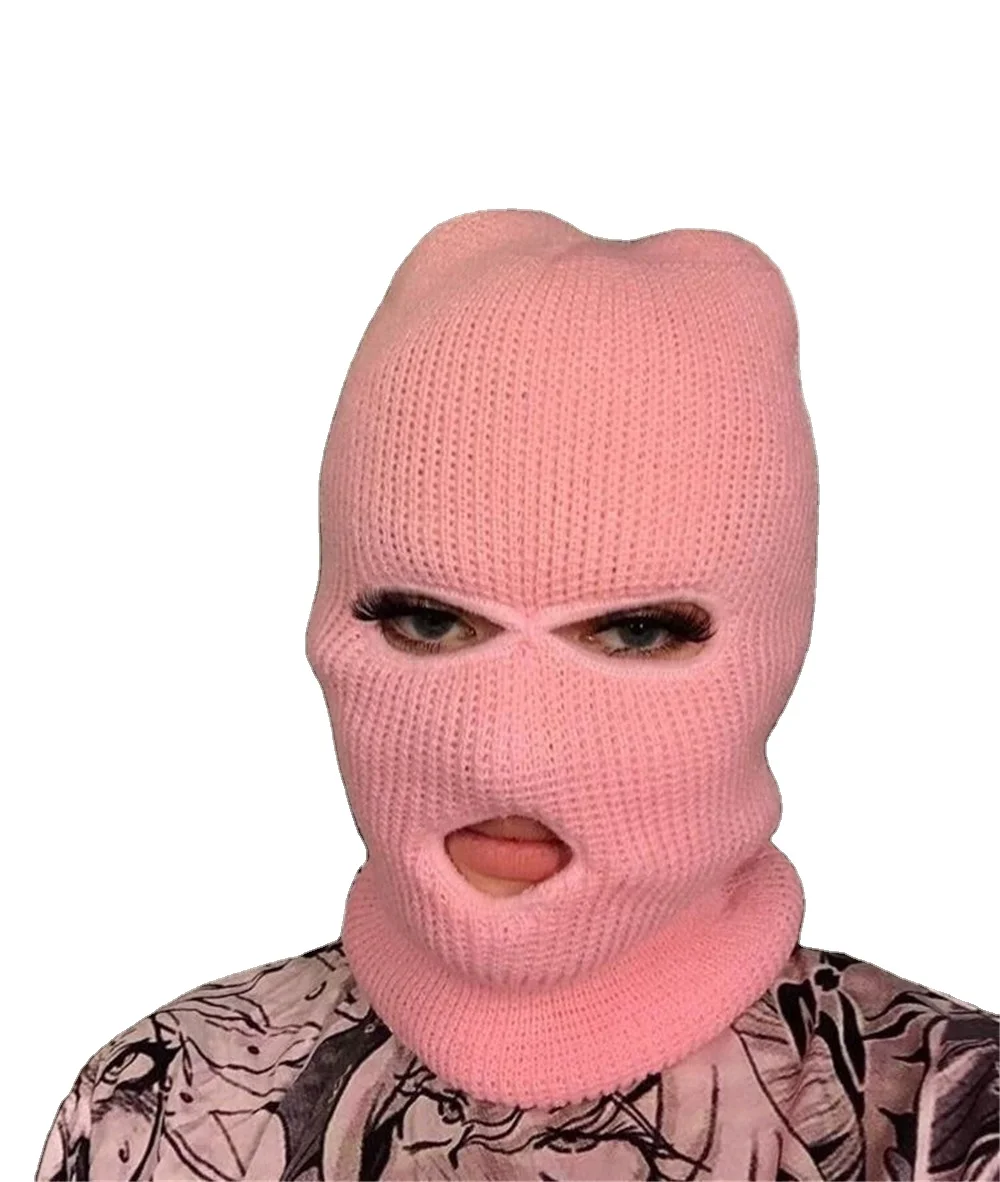 2021 Балаклава на заказ трикотажная Лыжная маска с вышивкой с 3 отверстиями Балаклава маска для лица розовая неоновая Балаклава Шапка Лыжная Маска