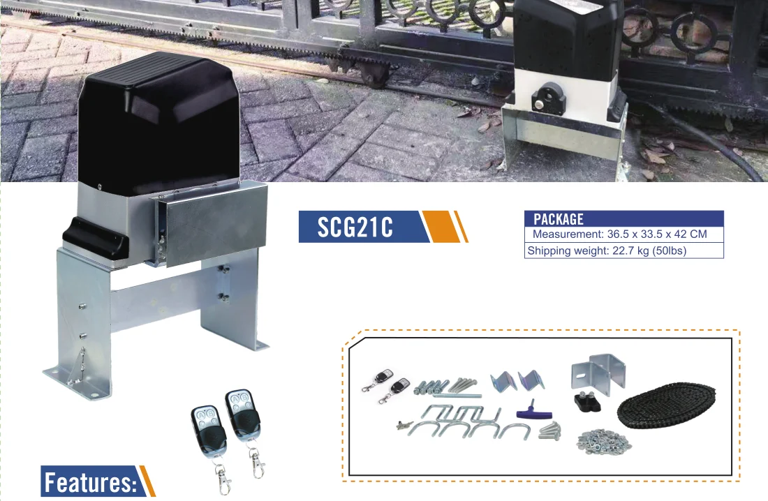 SCG18H Factory Sale AC 370W 1200kgs Heavy Duty Electric Chain Driveway  Sliding Gate Opener remote control sliding door opener