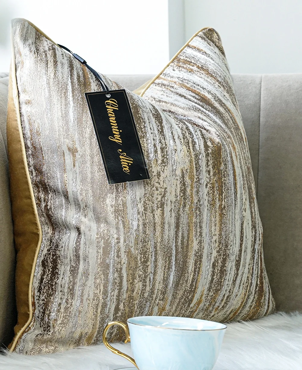 Square Abstract Design Jacquard Cushion Case Luxury Modern Throw Pillow Cover Decorative Pillow for Couch Living Room 20inch