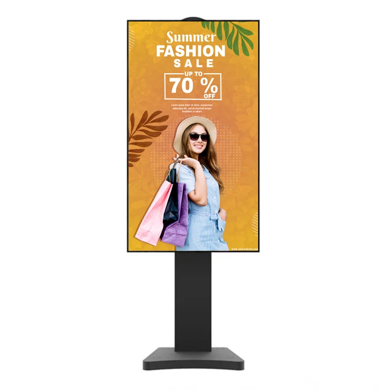 55 Inch Floor Standing High Brightness Media Player 4K Resolution Indoor Digital Signage Lcd Display Monitor Window Display