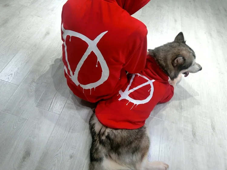 Full size Pet big V Hoodie Cat Match Owner and Dog Parent-child large Dog Pet Clothes