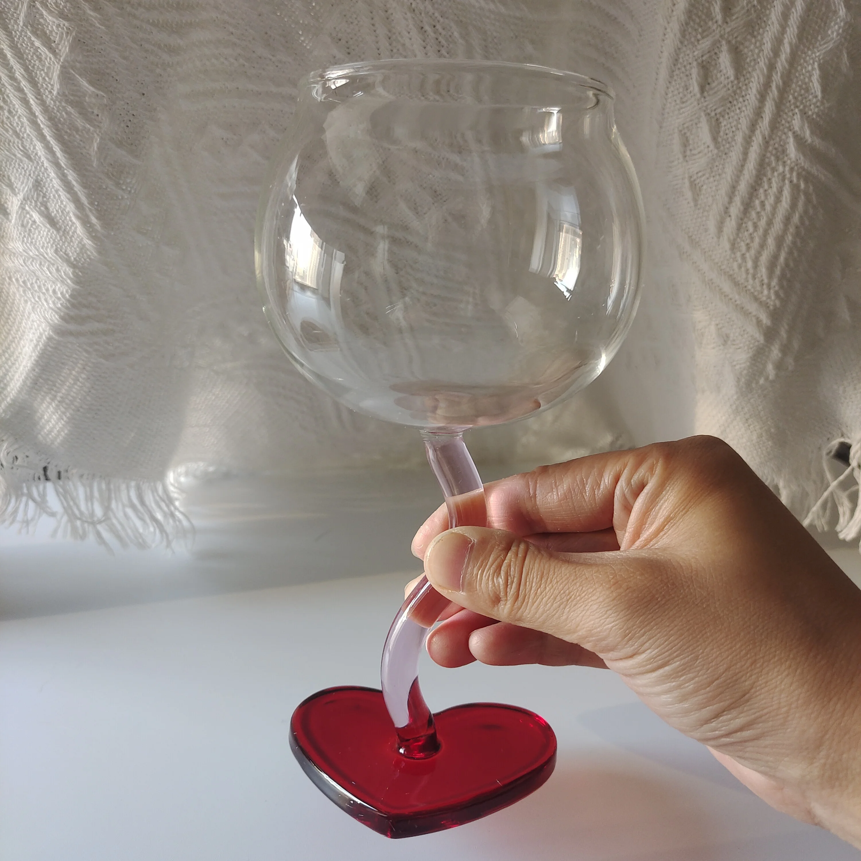 Unique Party Wedding Decoration cocktail Glasses sweet pink stem Cup lovely red Heart Shape glass cup Vintage Wine Glass Goblet