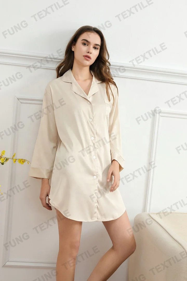  6011 Summer Party Bridesmaid Night Shirt Woman Silk Satin