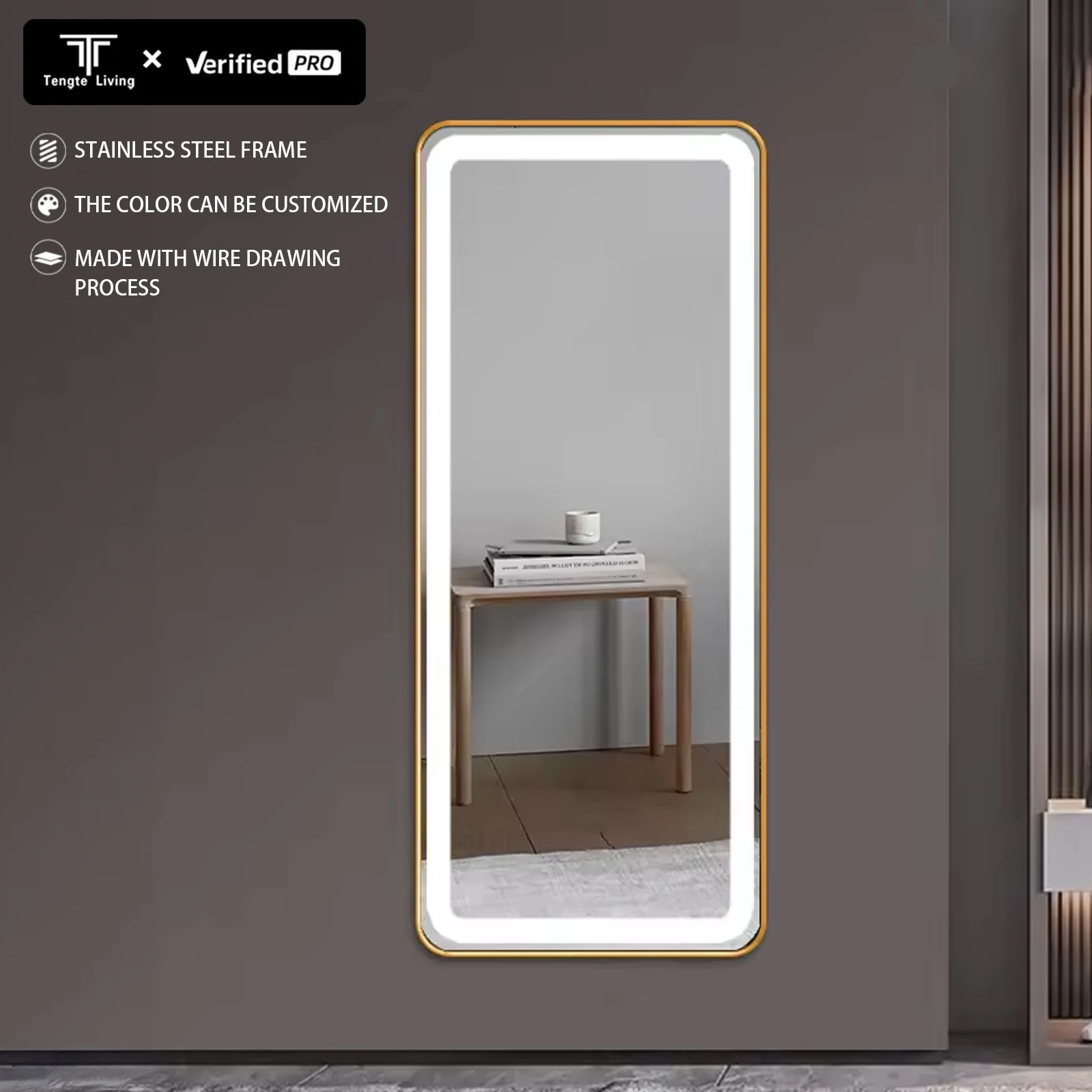 Mirror factory bathroom led mirror light full length arch shaped mirror with led light
