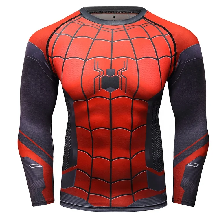 Spiderman costume adult shirts for men long sleeve compression shirt men t shirt long sleeve