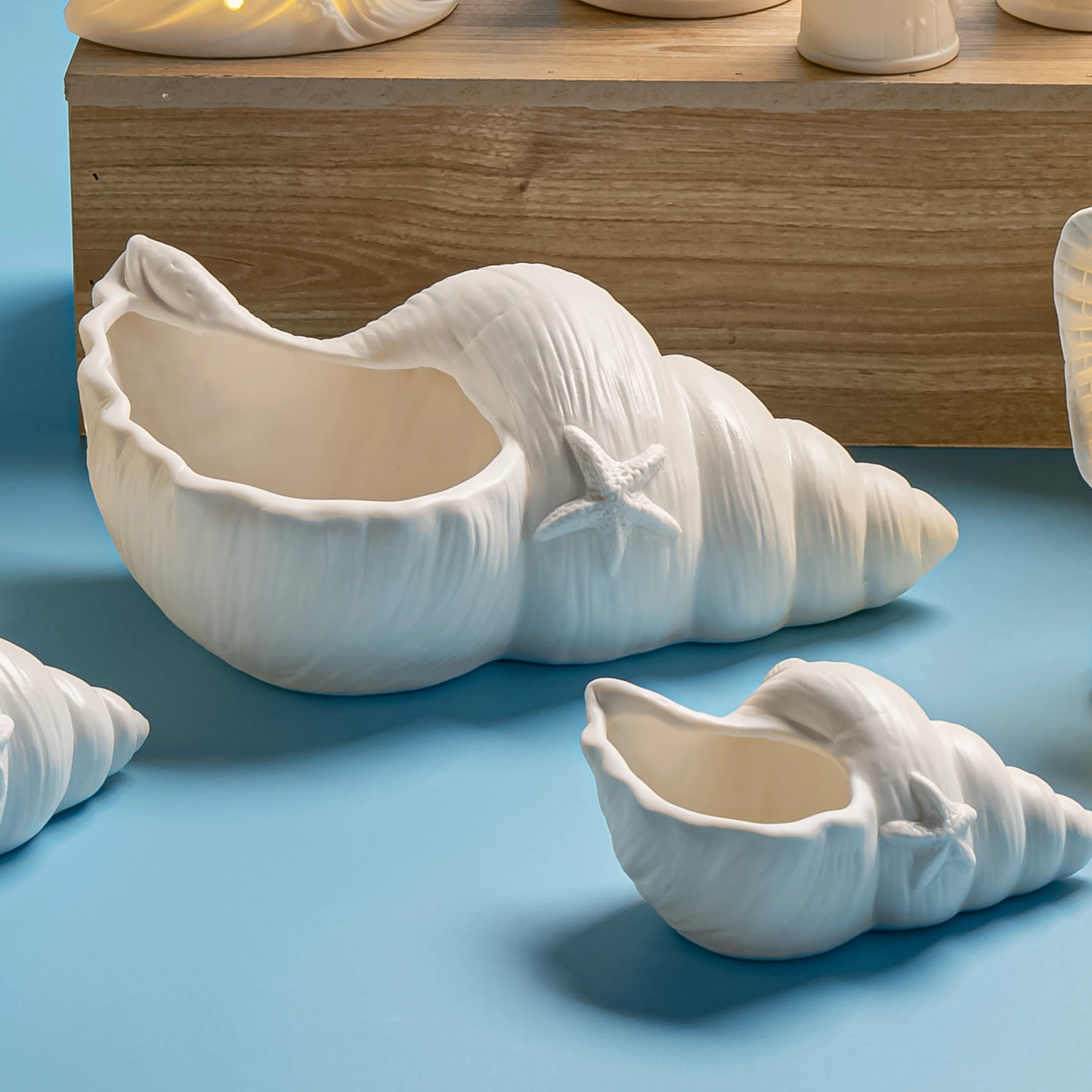 Handicraft Nautical Decoration Creativity Marine Style Decor Ceramic Beacon Tower LED Lighthouse