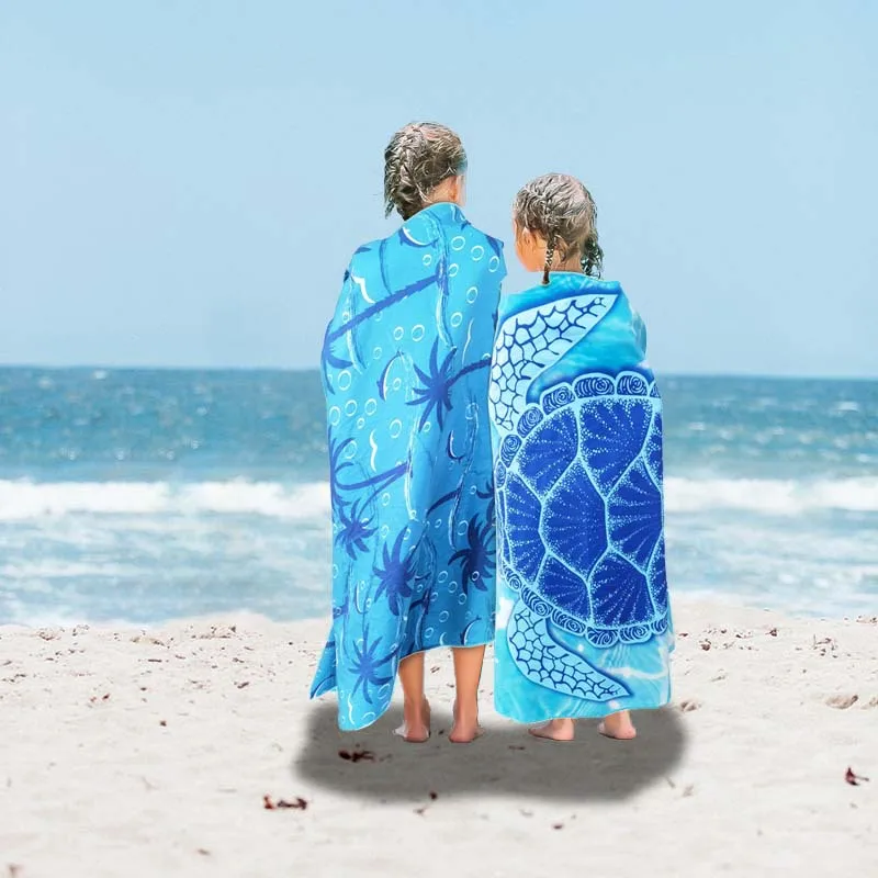 Lightweight 200gsm Custom Printed Turtle Beach Towel Quick Dry Sand Resistant RPET Compact Knitted Material for Summer