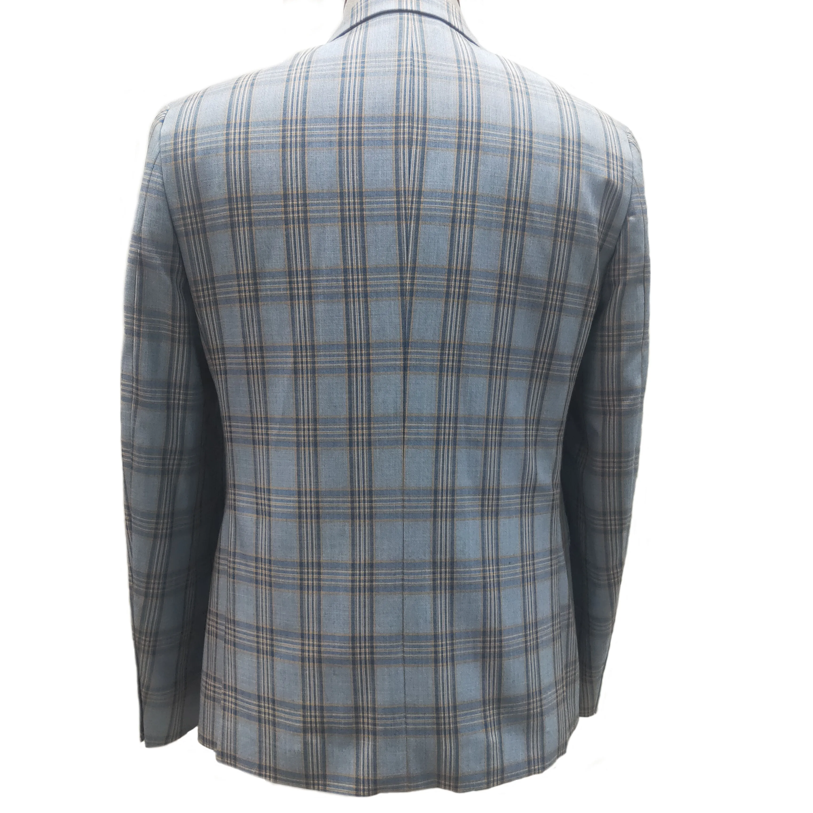 Latest wholesale blue print plaid suit men comfortable premium korean suit custom mens suit