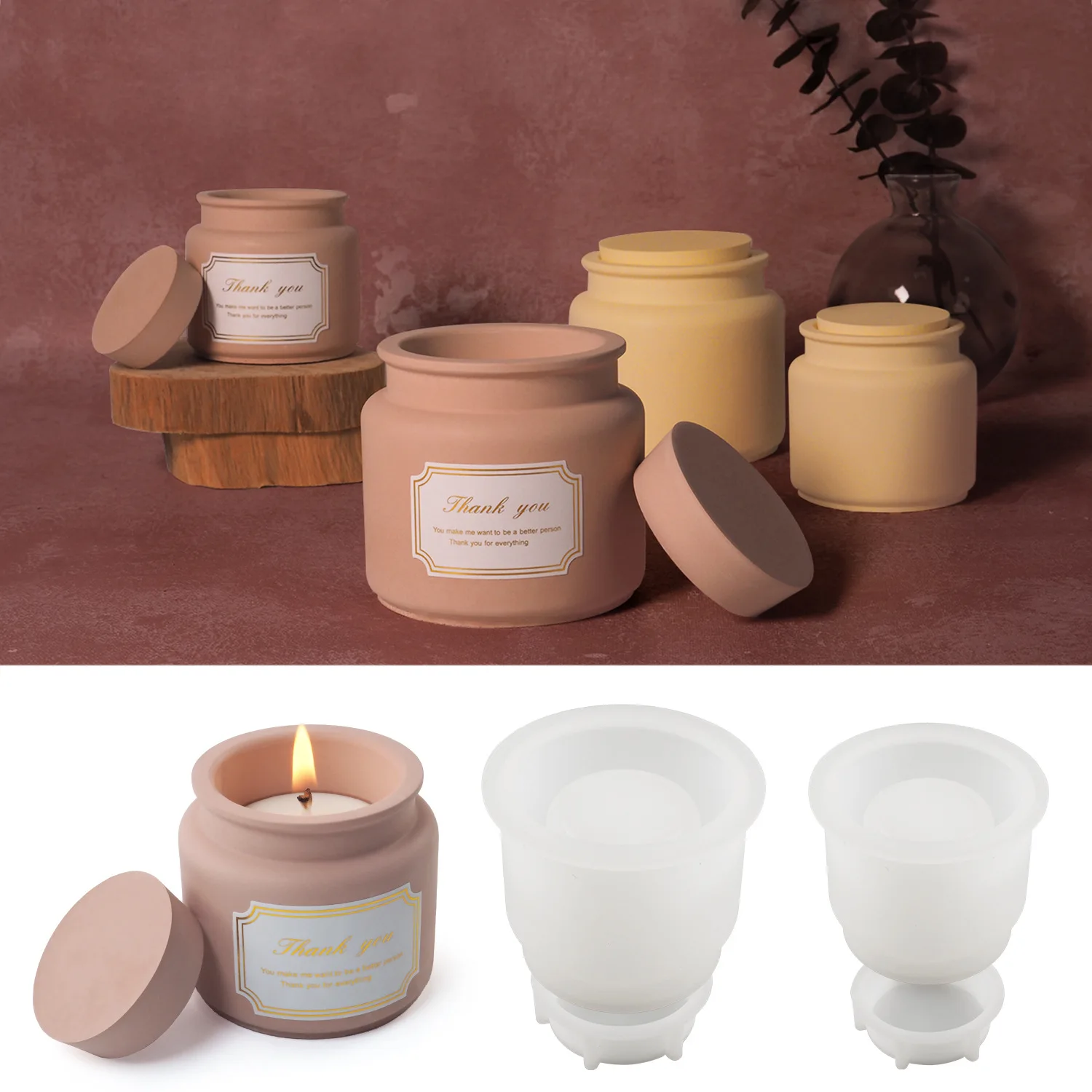 DIY crystal drop glue cement cup jar silicone mold creative gypsum candle cup ornament mirror surface silicone mold