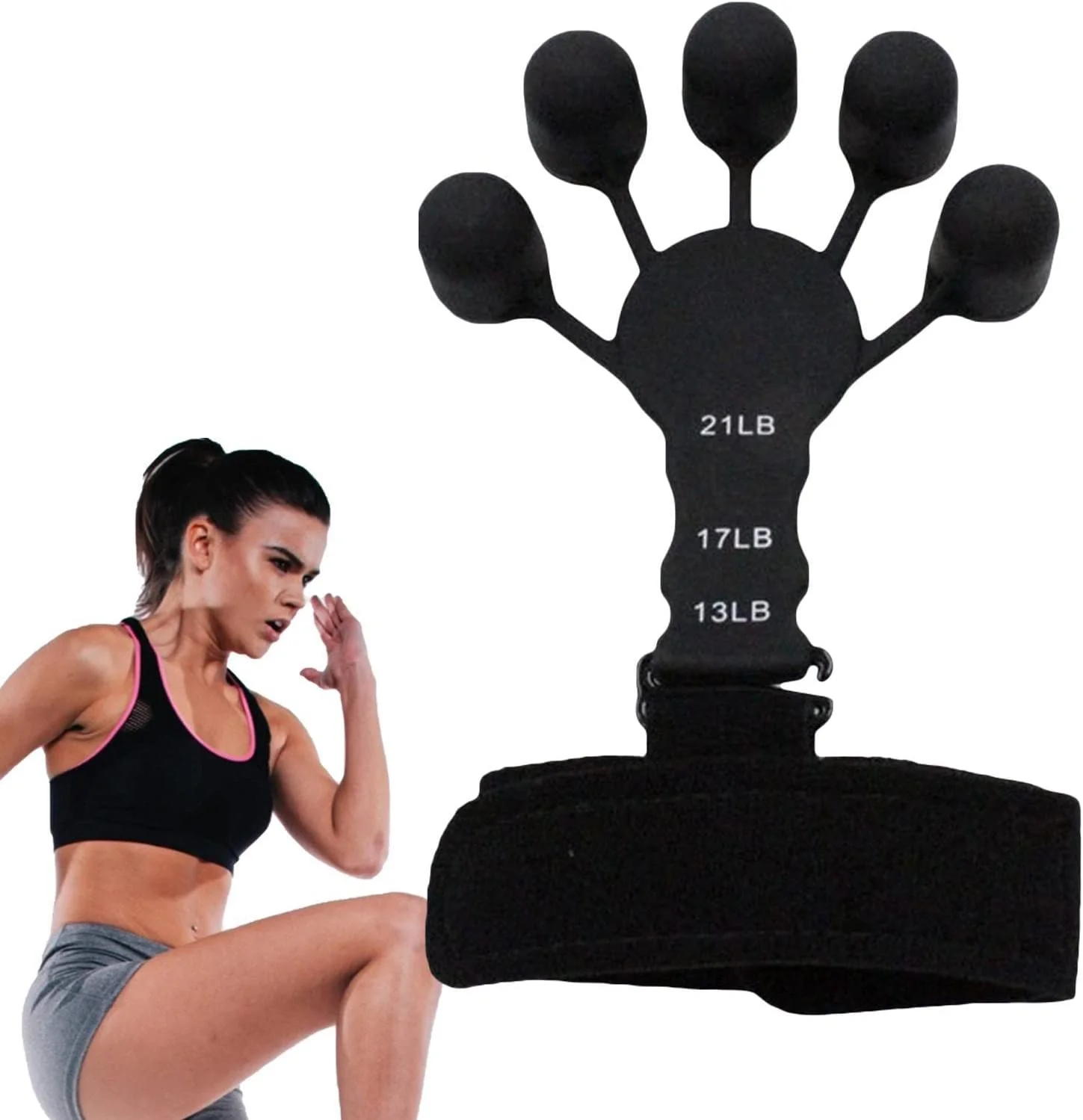 Finger Hand Strengthener Grip Trainer Silicone Hand Grip with Hand Grip Strap
