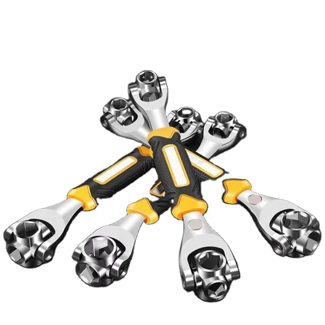 Multi-function universal hardware tools ratchet socket wrench 8-in-1 8-21mm fast hexagonal ratchet repair tool set