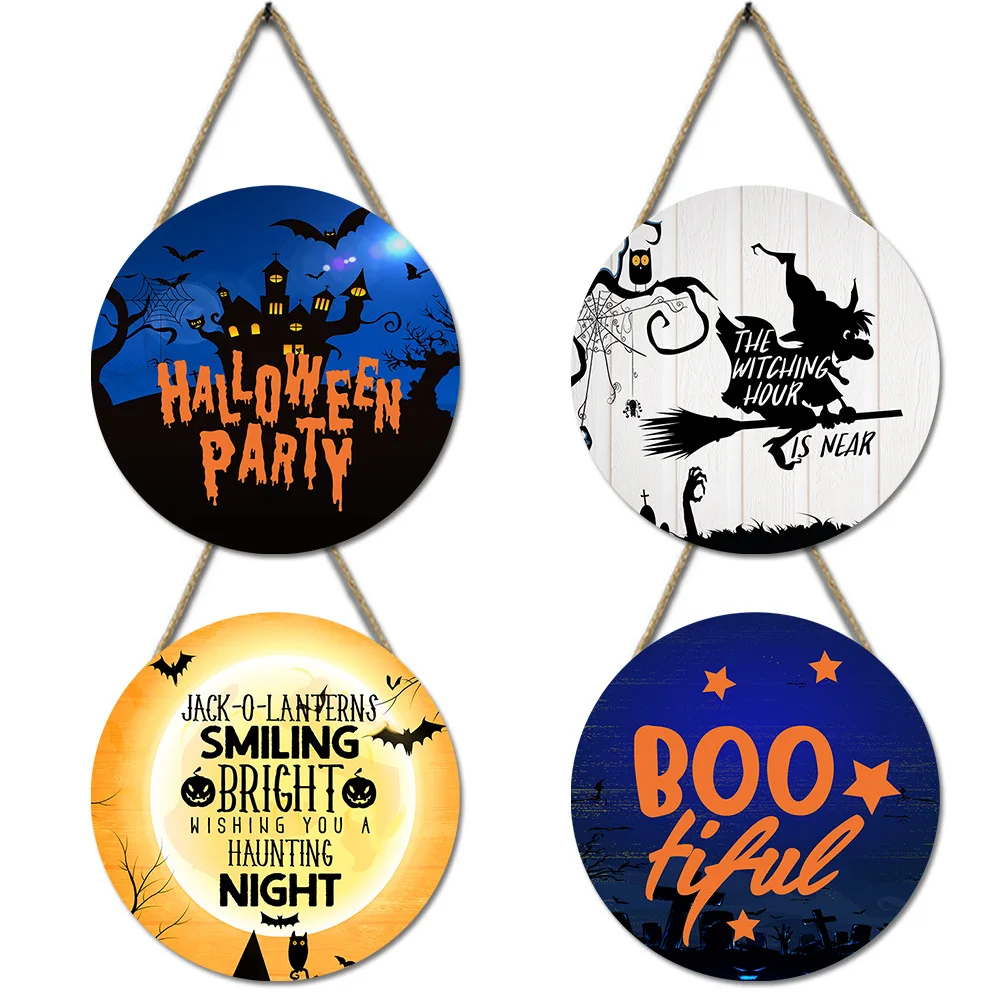Wholesale Wall Decoration Halloween Decoration Wooden Sign Party Wooden Sign Round