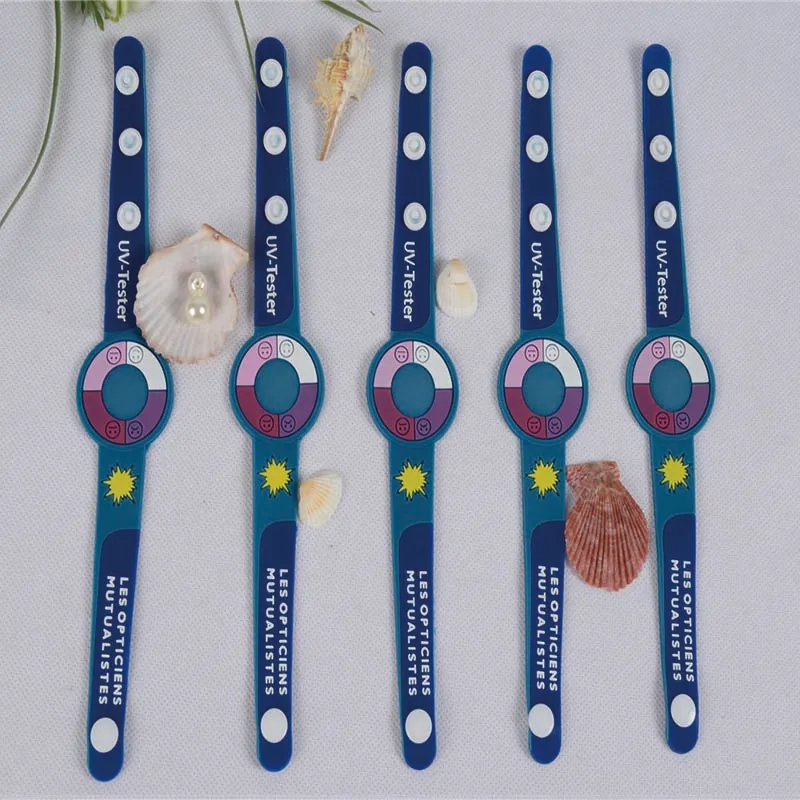 Custom UV tester sensor bracelet watch wristband UV tester soft pvc rubber wristband