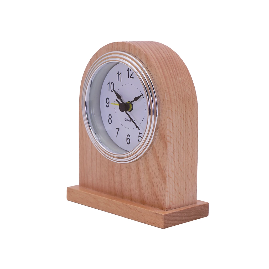 Natural wood colour table alarm clock, high quality wood desk clock
