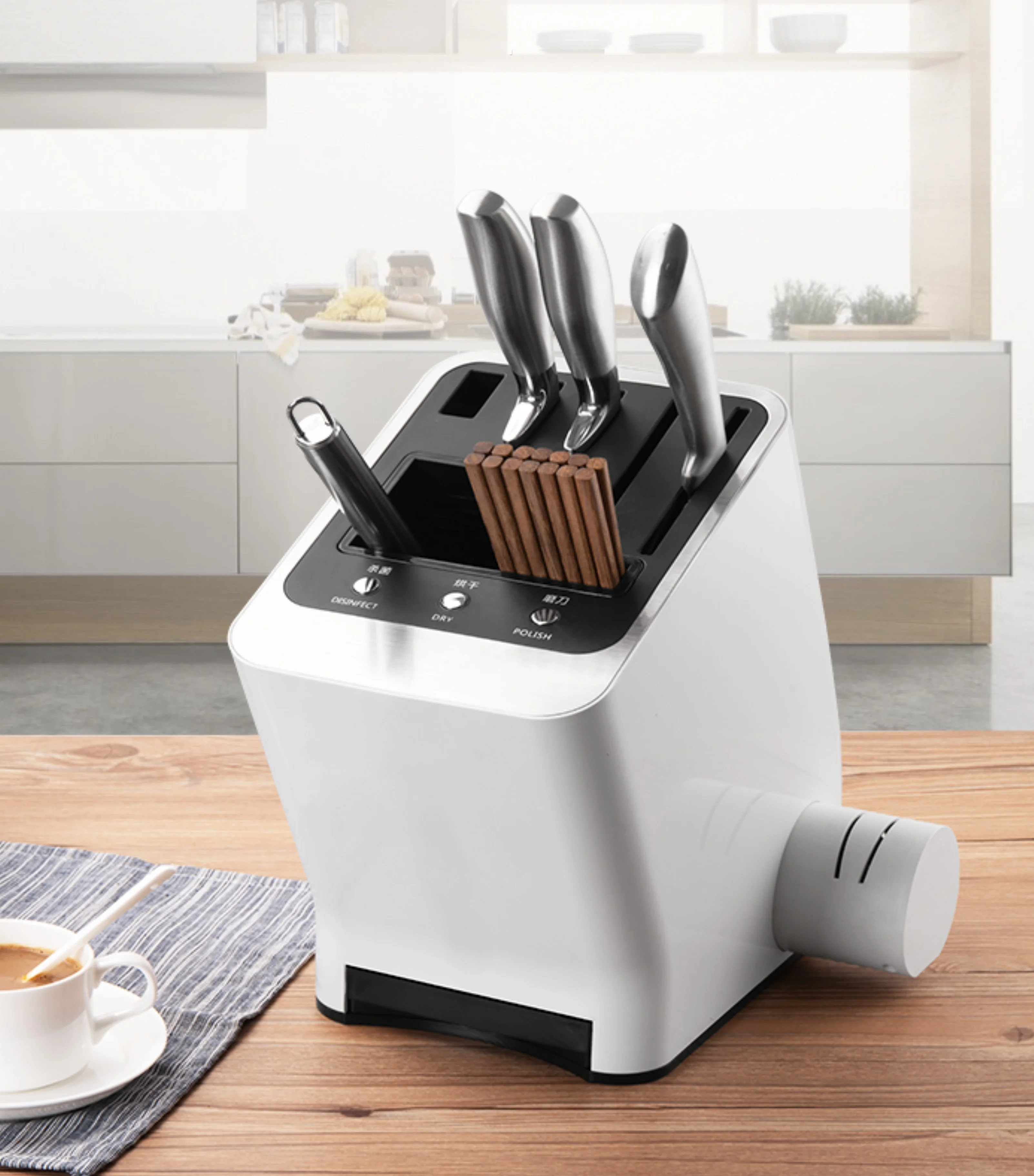 Kitchen Usage Multi-function Different Colors Knife Holder Home Appliances ABS Plastic Shell Clear Knife Block With Sharpener