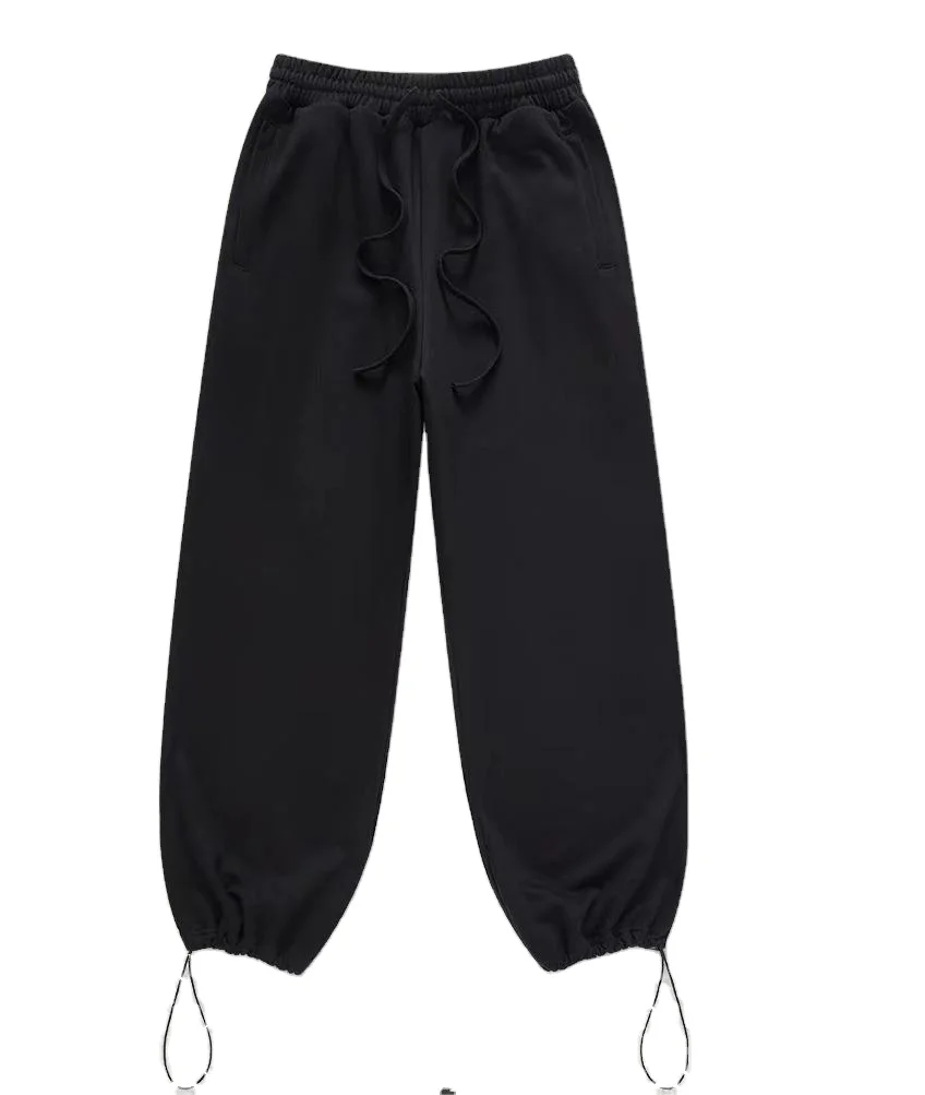 High Quality Custom Bottom Drawstring Cotton Baggy oversized street parachute pants men