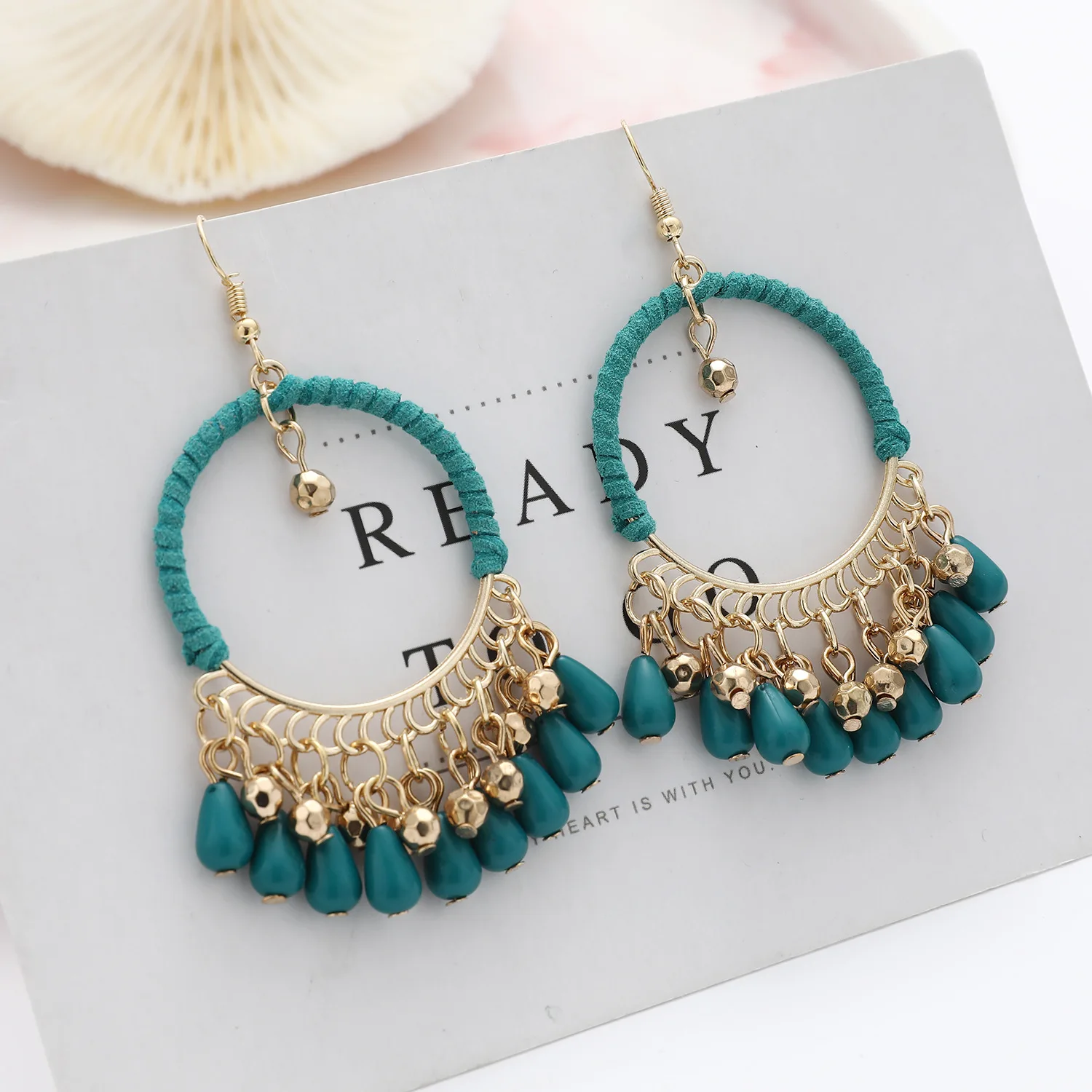 XIXI Handmade Chandelier Teardrop Bead Dangle Drop Earrings Ethnic Indian Beaded Tassel Hoops Earrings for Women Girls