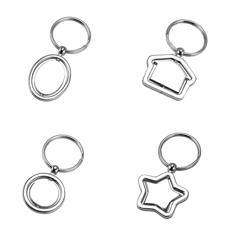 Promotion llavero Custom Stainless Steel Circle Blank Rotating Laser Engrave Key Chain Keyring
