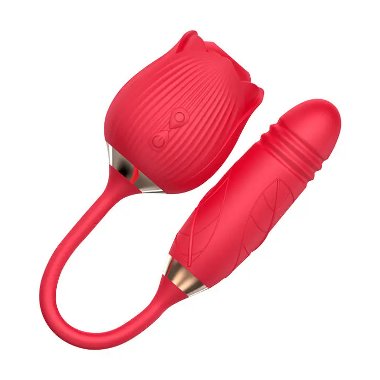 High quality sex toy stimulator clitoral sucking licking tongue rose shape silicone g spot flower dildo vibrator