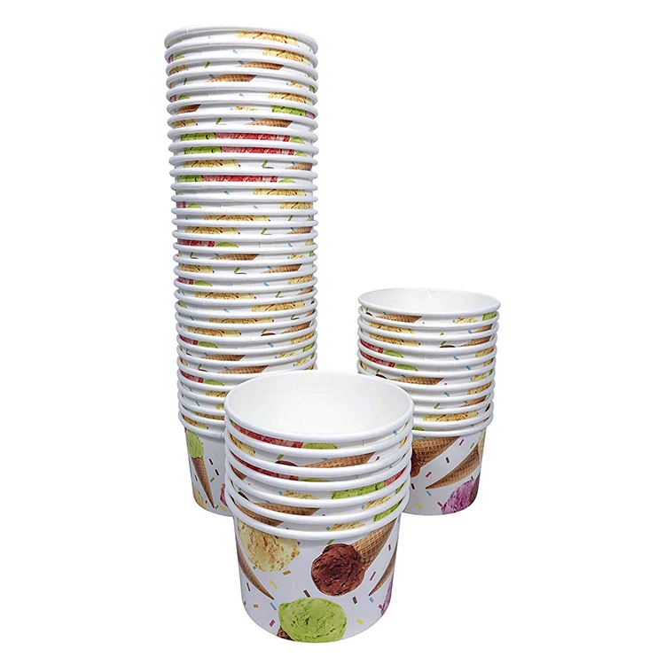 4oz PE coated design biodegradable ice cream paper cup with lids