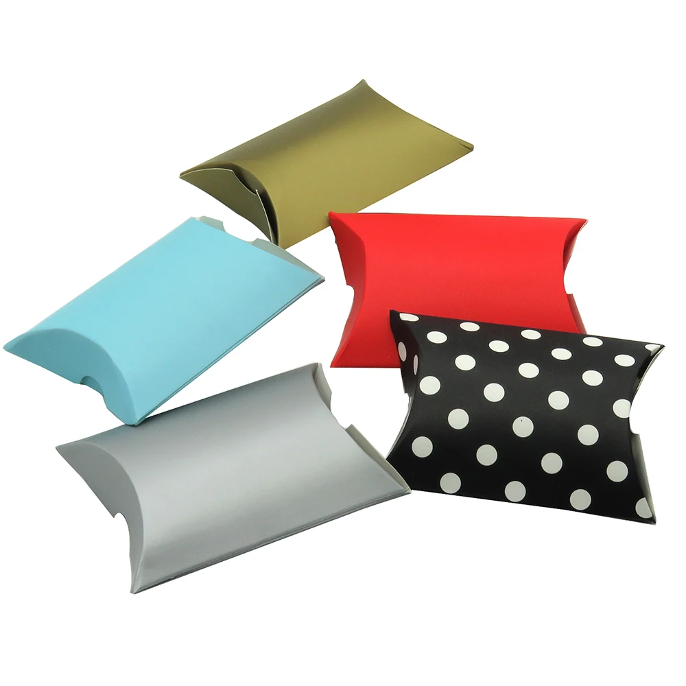 small colors paper cardboard gift folding package custom design printing shaped pillow box black