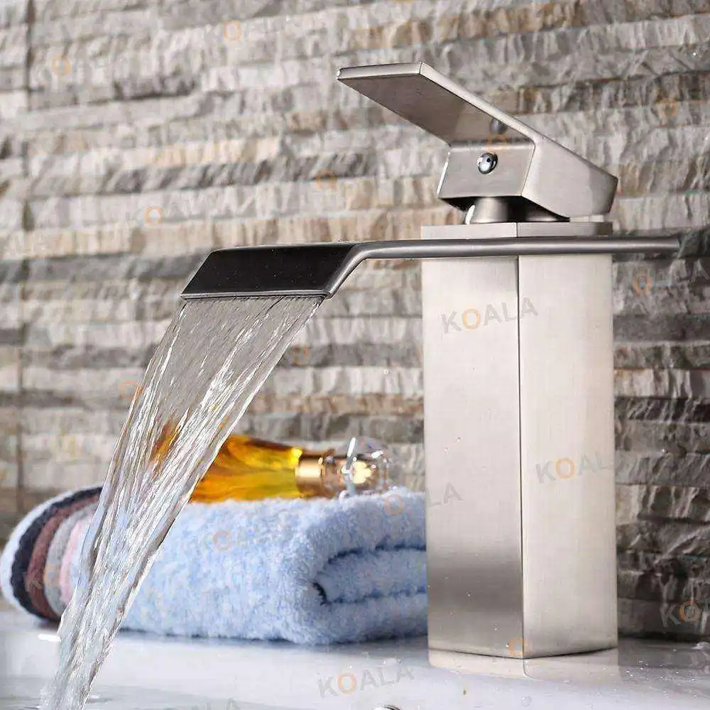 Economic Sanitary 1 Function Single Handle Luxury Waterfall Led Basin Traditional Stainless Steel Taps