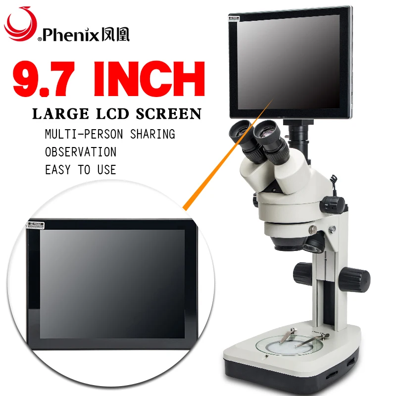 Phenix XTL-165-MT 7X-45X industrial electronic jewelry microscope trinocular zoom stereoscopic microscopes for PCB