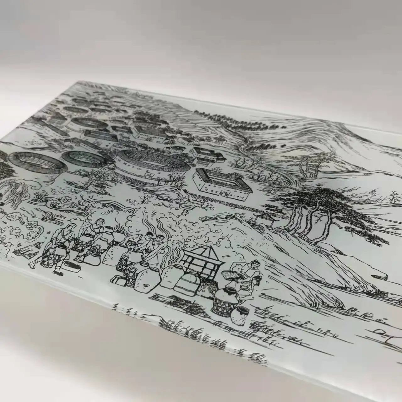 Low Price Good Quality Indoor Partition Wall Decoration Tempered Thin Panels Storytelling Spray-Painted Glass