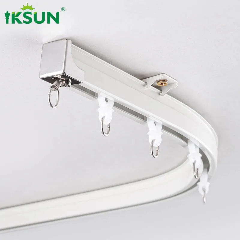 Iksun bendable curtain pole bay window hoists l shape extension top mounted hospital cubicle curtain track