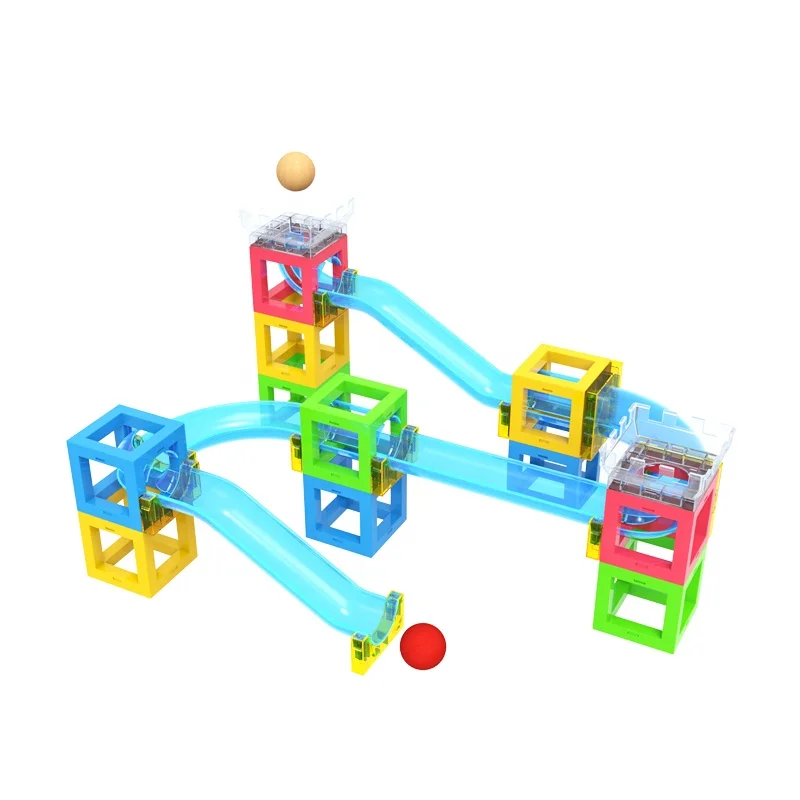 DIY STEM Brain Balls Maze Race Game Big Building Block and Marble Run Model Hot Toys New Year Produce 3 Ages+