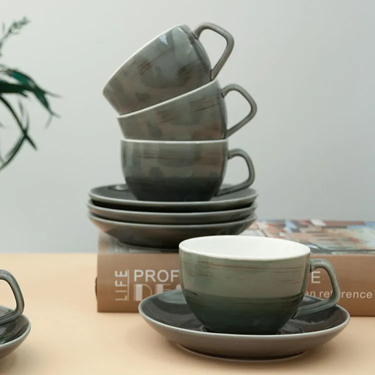 wholesale custom black unique novelty fine porcelain espresso cup and saucer