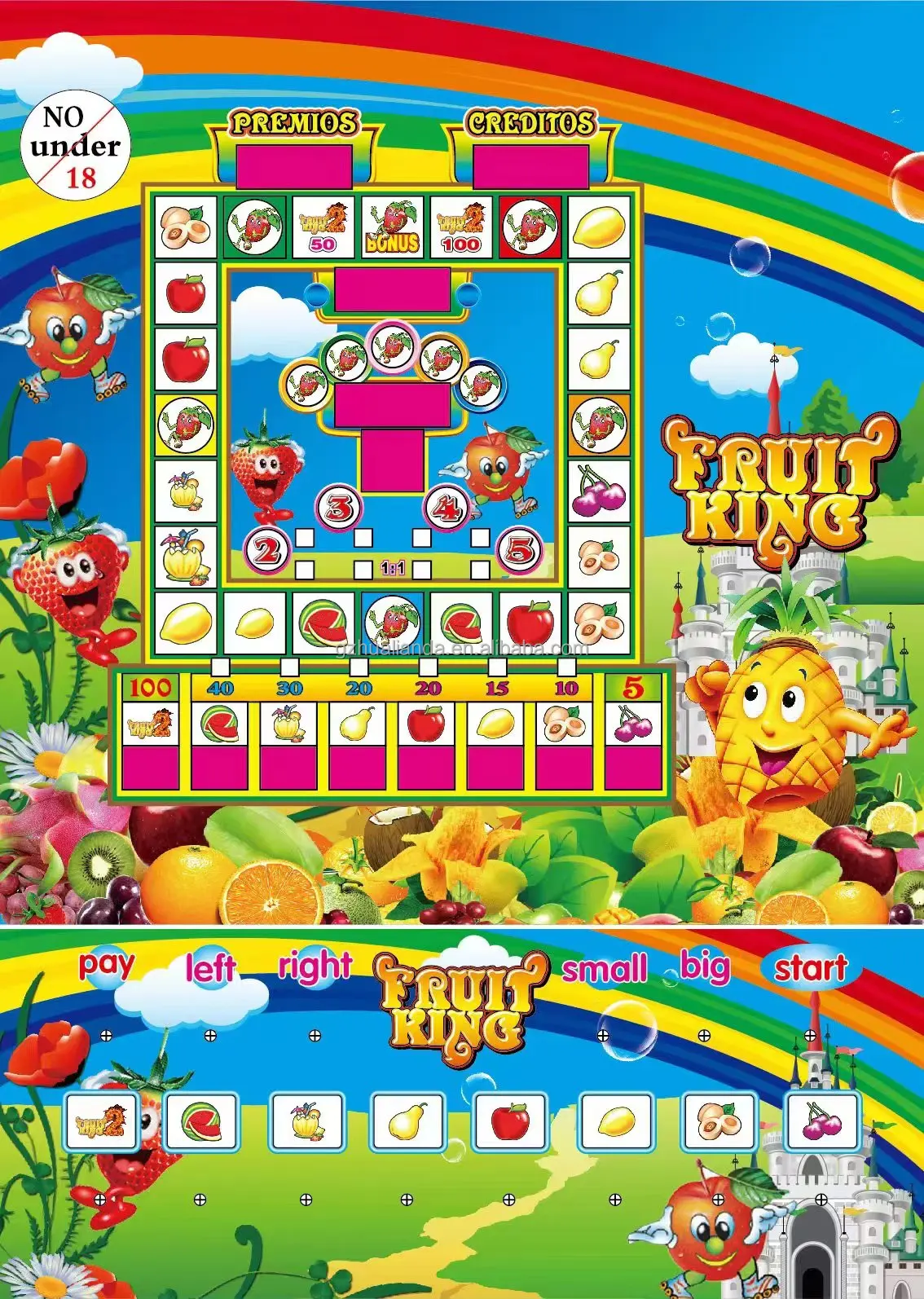 HL High Quality Wooden Bonanza Machine Coin-Operated Arcade Mario Game Fruit King 3 PCB 220V Arcade Game Console